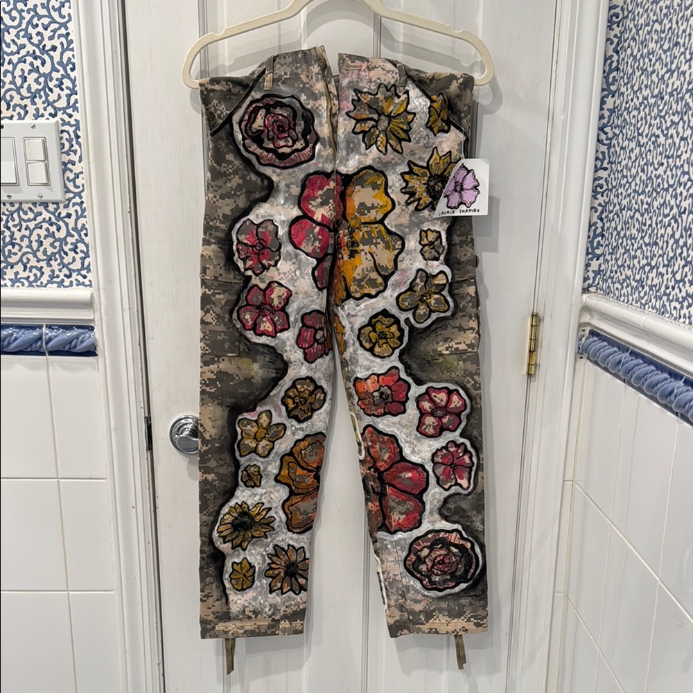 Floral Camouflage Pants - Artist painted